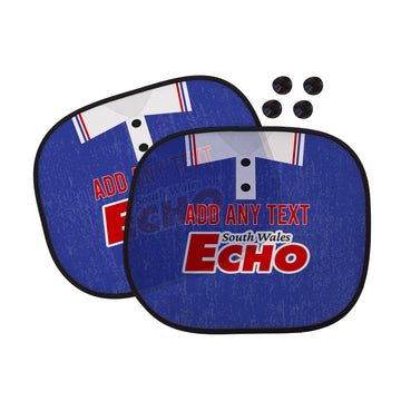 Cardiff 1992 Home Shirt - Personalised Retro Football Car Sun Shade - Set of 2