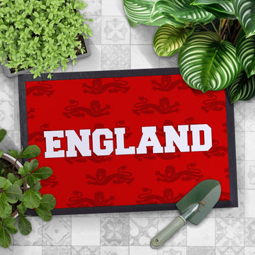 England - Red Lion Pattern -  Retro Door Mat - 60cm x 40cm