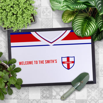 England 1982 Home Shirt - Personalised Retro Door Mat - 60cm x 40cm