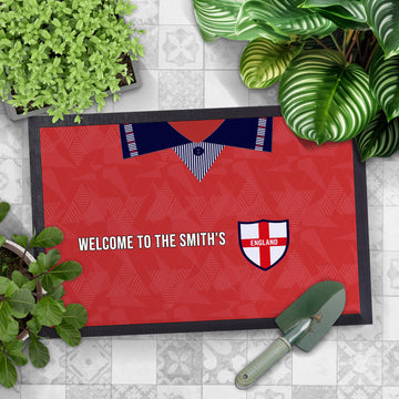 England 1990 Away Shirt - Personalised Retro Door Mat - 60cm x 40cm