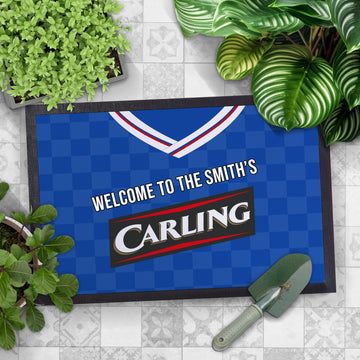 Rangers 2009 Home Shirt - Personalised Retro Door Mat - 60cm x 40cm
