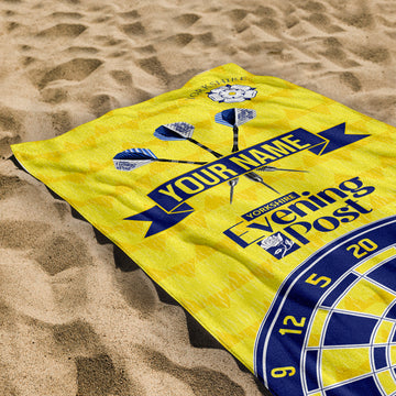 Darts Leeds - 1992 Away - Personalised Lightweight, Microfibre Retro Beach Towel - 150cm x 75cm