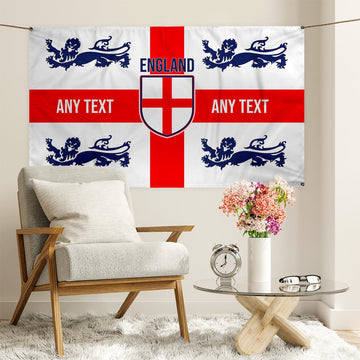 England - St George - 4 Lions & Badge - 5 X 3 Banner