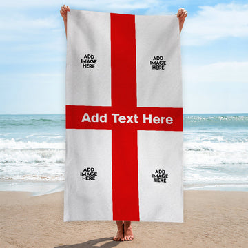 England St George - Add Crests and Text - Personalised Lightweight, Microfibre Beach Towel - 150CM X 75CM