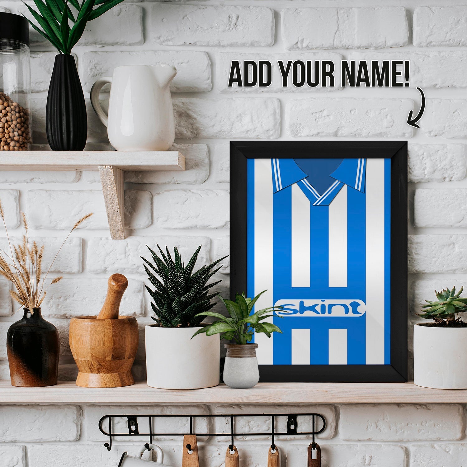 Personalised Brighton-1999 Home Shirt - A4 Metal Sign Plaque
