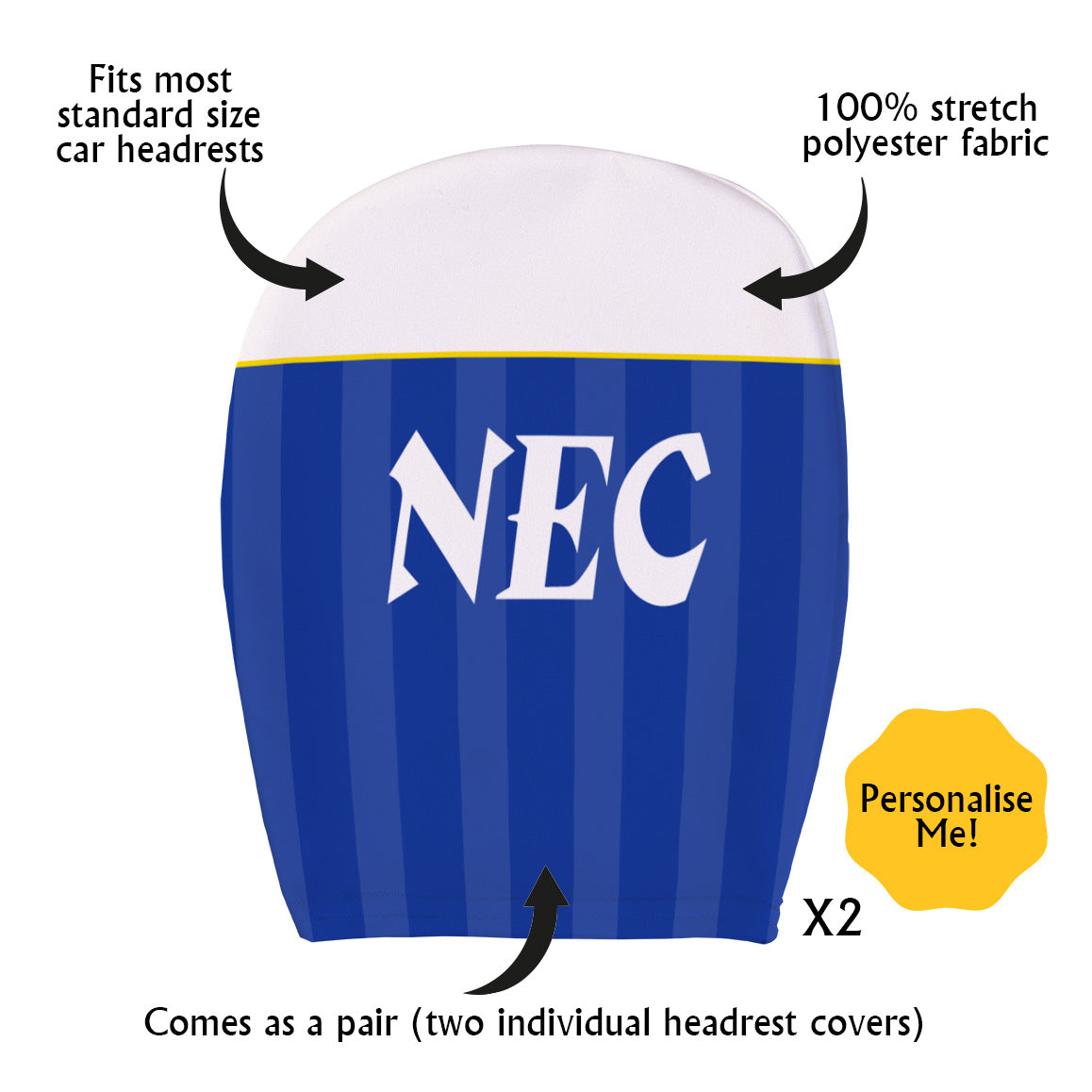 Everton 1986 Home - Retro Football Shirt - Pack of 2 - Car Seat Headrest Covers