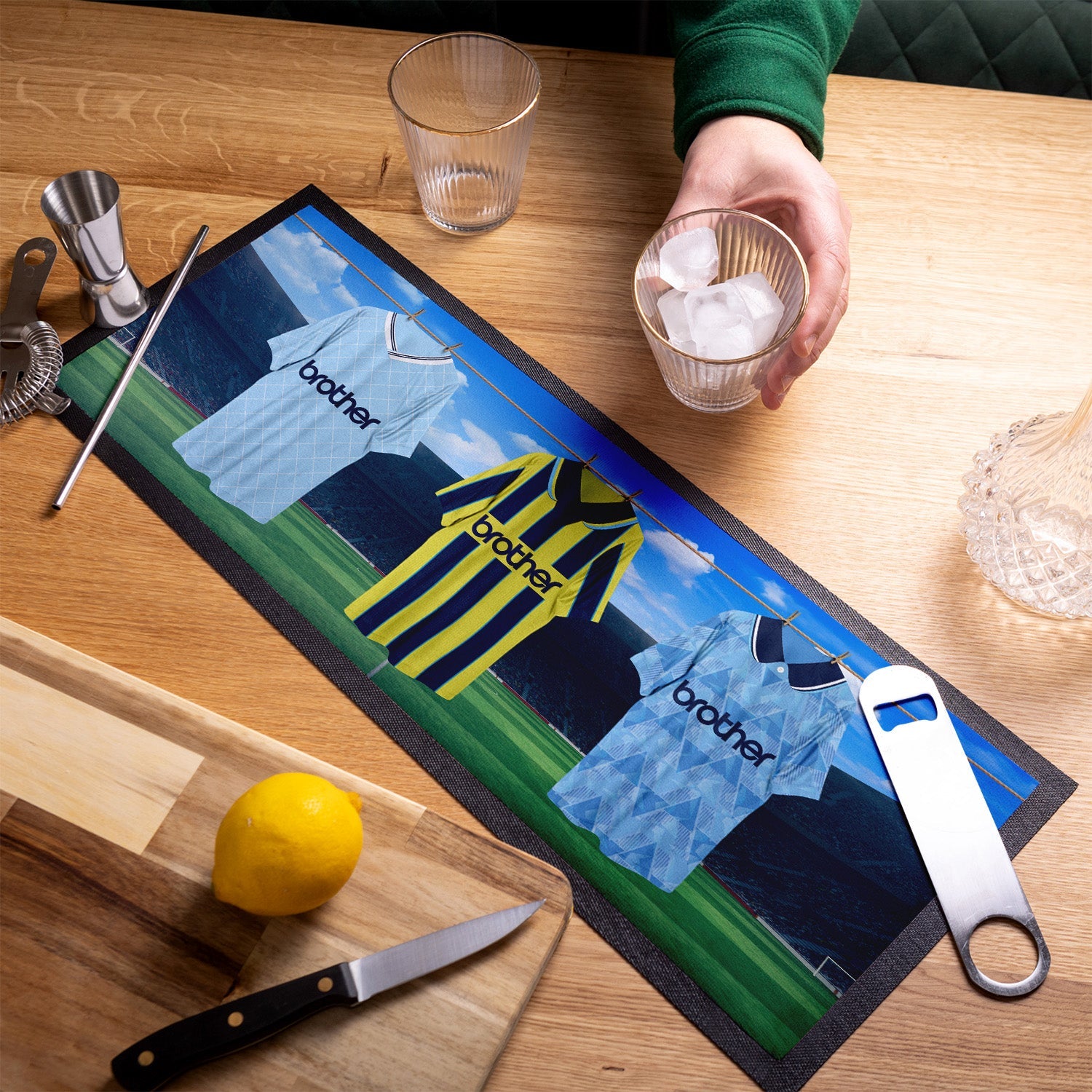 Manchester City Retro Hanging Football Shirts - Personalised Bar Runner