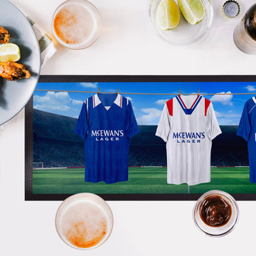Rangers Retro Hanging Football Shirts - Personalised Bar Runner
