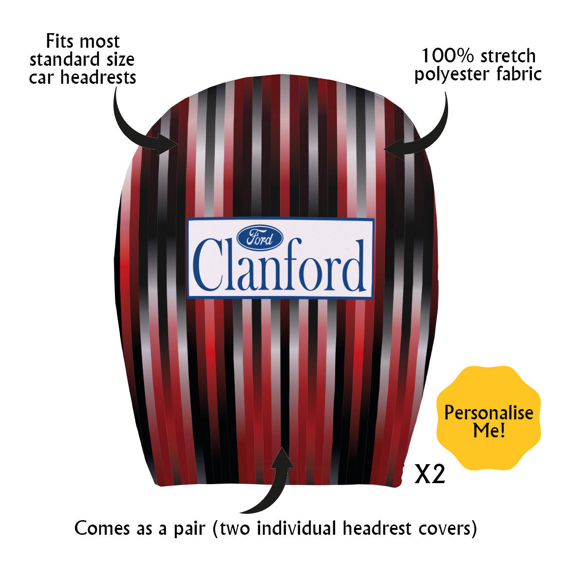 St Mirren 1994 Away Shirt - Retro Football Shirt - Pack of 2 - Car Seat Headrest Covers