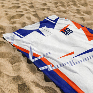 Luton -1992 Home Shirt - Personalised Retro Beach Towel - 150cm x 75cm
