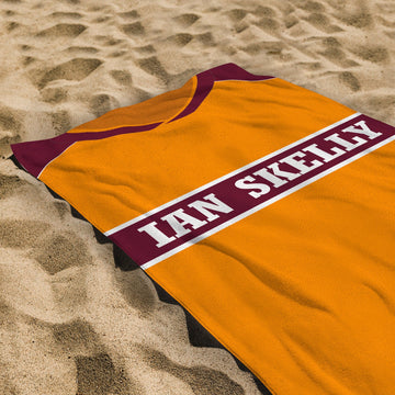 Motherwell 1987 Home Shirt - Personalised Lightweight, Microfibre Retro Beach Towel