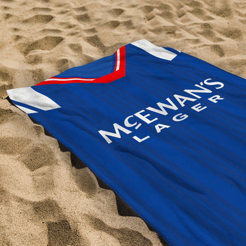 Rangers - 1992 Home Shirt - Personalised Retro Beach Towel - 150cm x 75cm