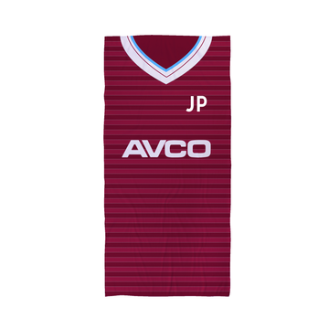 West Ham - 1986 Home Shirt - Personalised Vintage Beach Towel