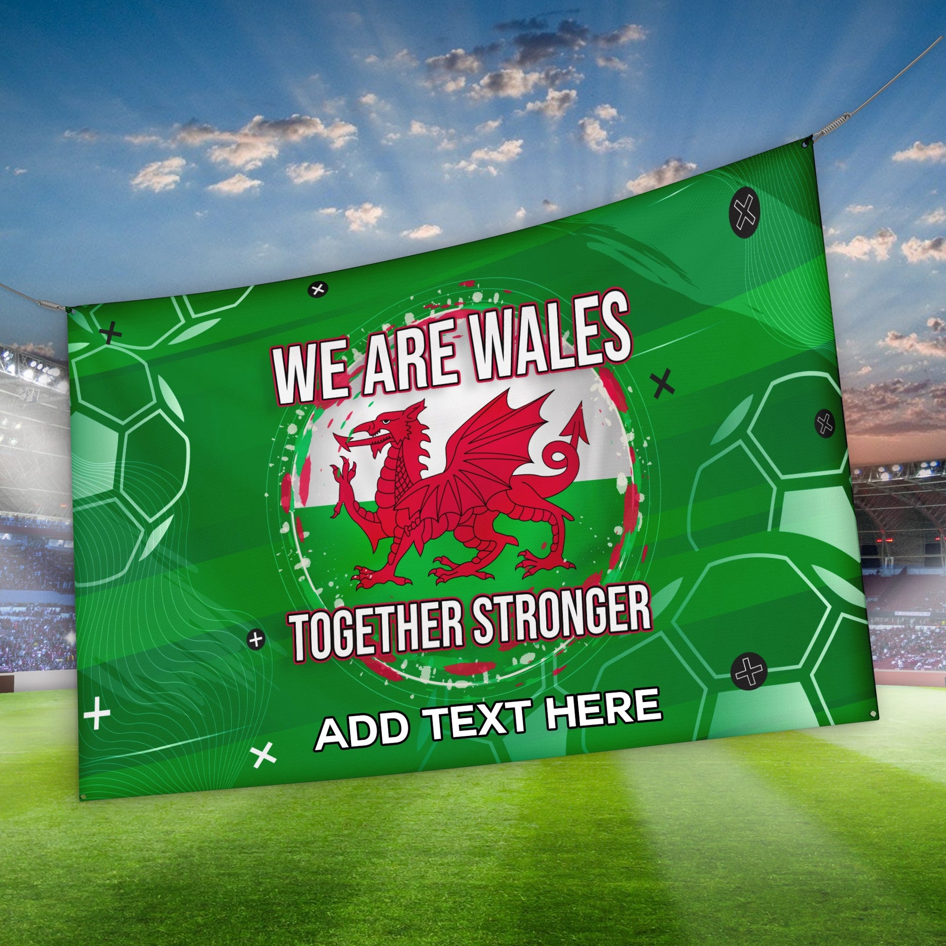 Wales - Together stronger - World Cup - Personalised 5ft x 3ft Fabric Banner