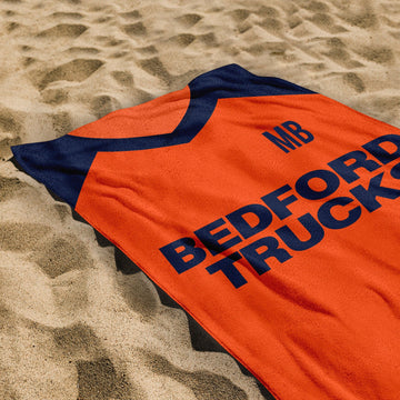 Luton -1983 Away Shirt - Personalised Retro Beach Towel - 150cm x 75cm
