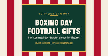 Boxing Day Football Gifts cover with red and cream stripes and a green panel