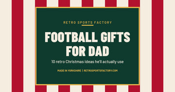 Red and cream striped cover reading Football Gifts for Dad, 10 retro Christmas ideas