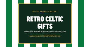 Green and white striped cover reading Retro Celtic Gifts, green and white Christmas ideas for every fan