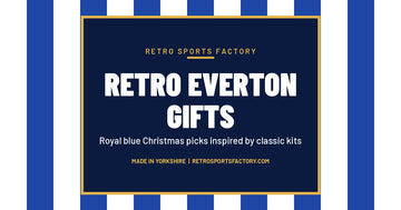 Retro Everton Gifts cover with royal blue and white stripes and a navy panel