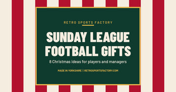 Red and cream striped cover reading Sunday League Football Gifts, 8 Christmas ideas for players and managers
