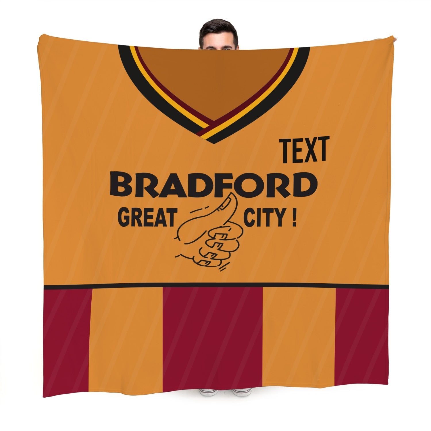 Bradford - 1988 Home Shirt - Personalised Retro Fleece Blanket 150cm X 150cm