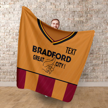 Bradford - 1988 Home Shirt - Personalised Retro Fleece Blanket 150cm X 150cm