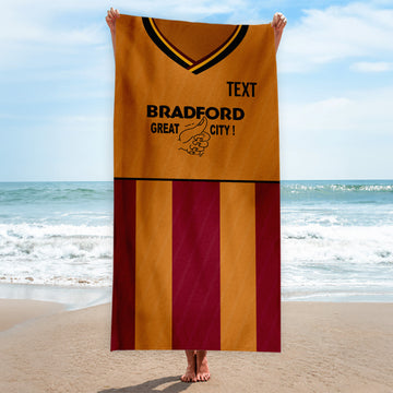 Bradford - 1988 Home Shirt - Personalised Retro Lightweight, Microfibre Beach Towel - 150cm x 75cm
