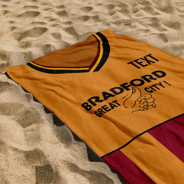 Bradford - 1988 Home Shirt - Personalised Retro Lightweight, Microfibre Beach Towel - 150cm x 75cm