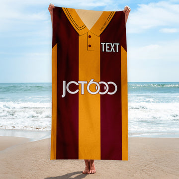 Bradford - 1999 Home Shirt - Personalised Retro Lightweight, Microfibre Beach Towel - 150cm x 75cm