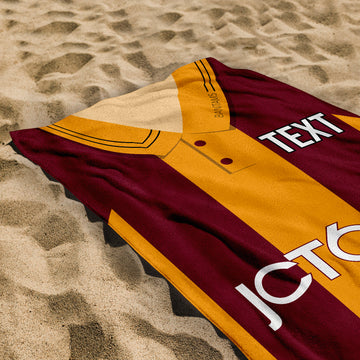 Bradford - 1999 Home Shirt - Personalised Retro Lightweight, Microfibre Beach Towel - 150cm x 75cm