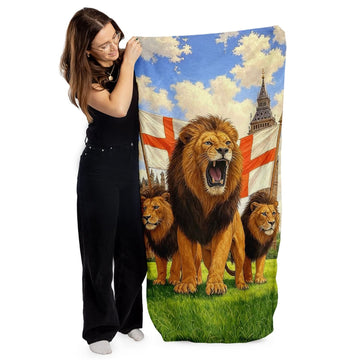 England - 3 Lions London - Beach Towel