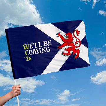 Scotland - We'll Be Coming Lion Flag with Sleeve - World Cup 2026 - 4 Sizes!