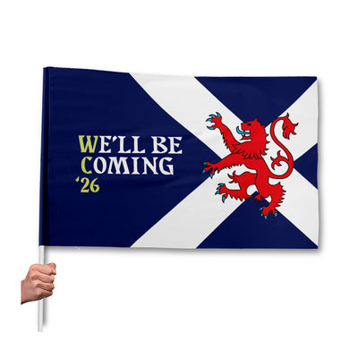 Scotland - We'll Be Coming Lion Flag with Sleeve - WC26 - 4 Sizes!