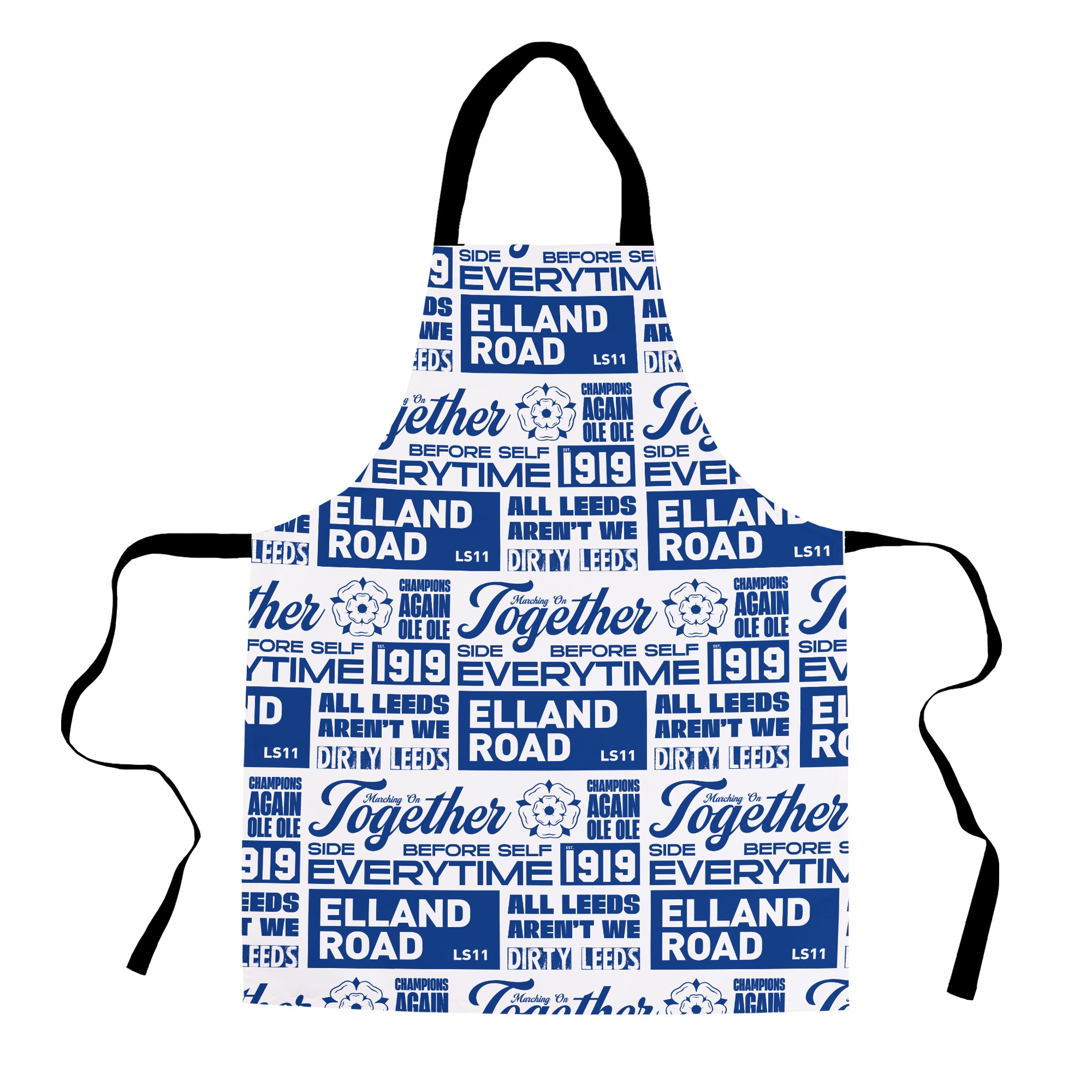 Leeds - Word Montage - White & Blue - Apron