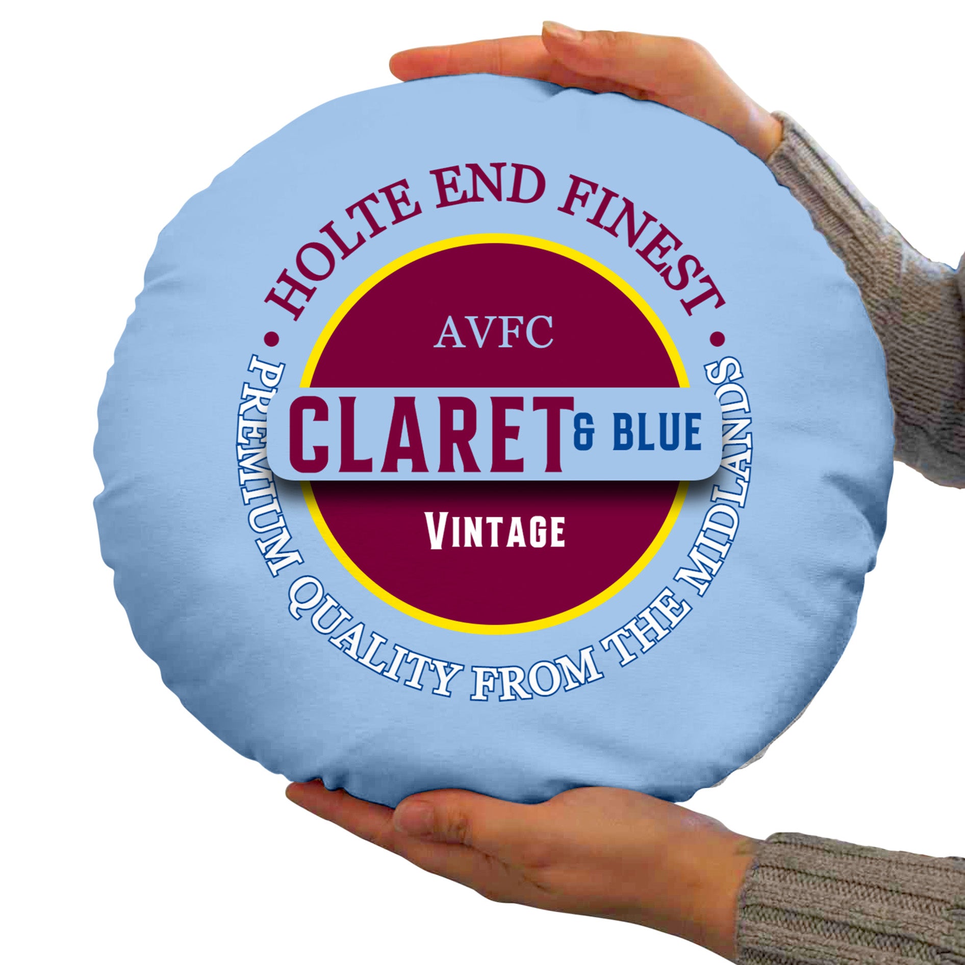 Holte Enders Claret and Blue - Football Legends - Circle Cushion 14"