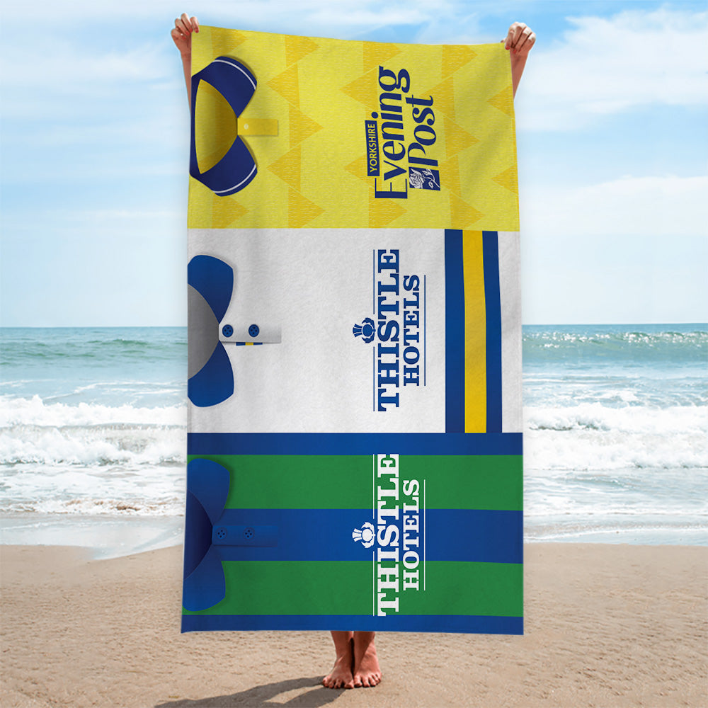 Leeds Three Shirt Design - Personalised Lightweight, Microfibre Retro Beach Towel - 150cm x 75cm