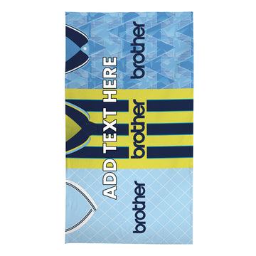 Manchester Blue Three Shirt Design - Personalised Lightweight, Microfibre Retro Beach Towel - 150cm x 75cm