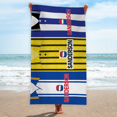 Wednesday Three Shirt Design - Personalised Lightweight, Microfibre Retro Beach Towel - 150cm x 75cm