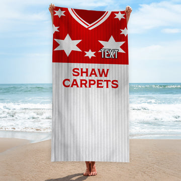 Barnsley 1989 Home Shirt - Personalised Lightweight, Microfibre Retro Beach Towel - 150cm x 75cm