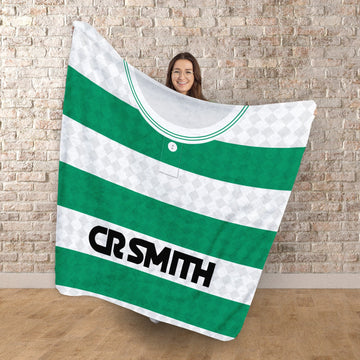 Celtic Retro - 1988 Home Shirt - Personalised Retro Fleece Blanket