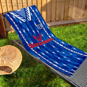 Colchester 1993 Home Shirt - Personalised Lightweight, Microfibre Retro Beach Towel - 150cm x 75cm