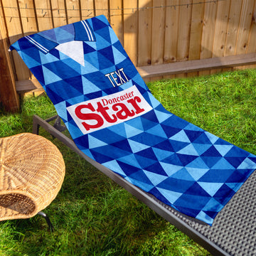 Doncaster 1994 Away Shirt - Personalised Lightweight, Microfibre Retro Beach Towel - 150cm x 75cm
