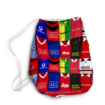 Manchester Red Kit Montage - Drawstring Duffle bag