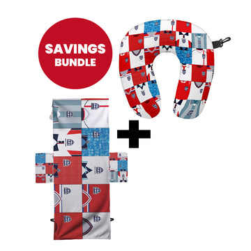 England - Kit Montage Travel Pillow +Sunbed Towel Bundle