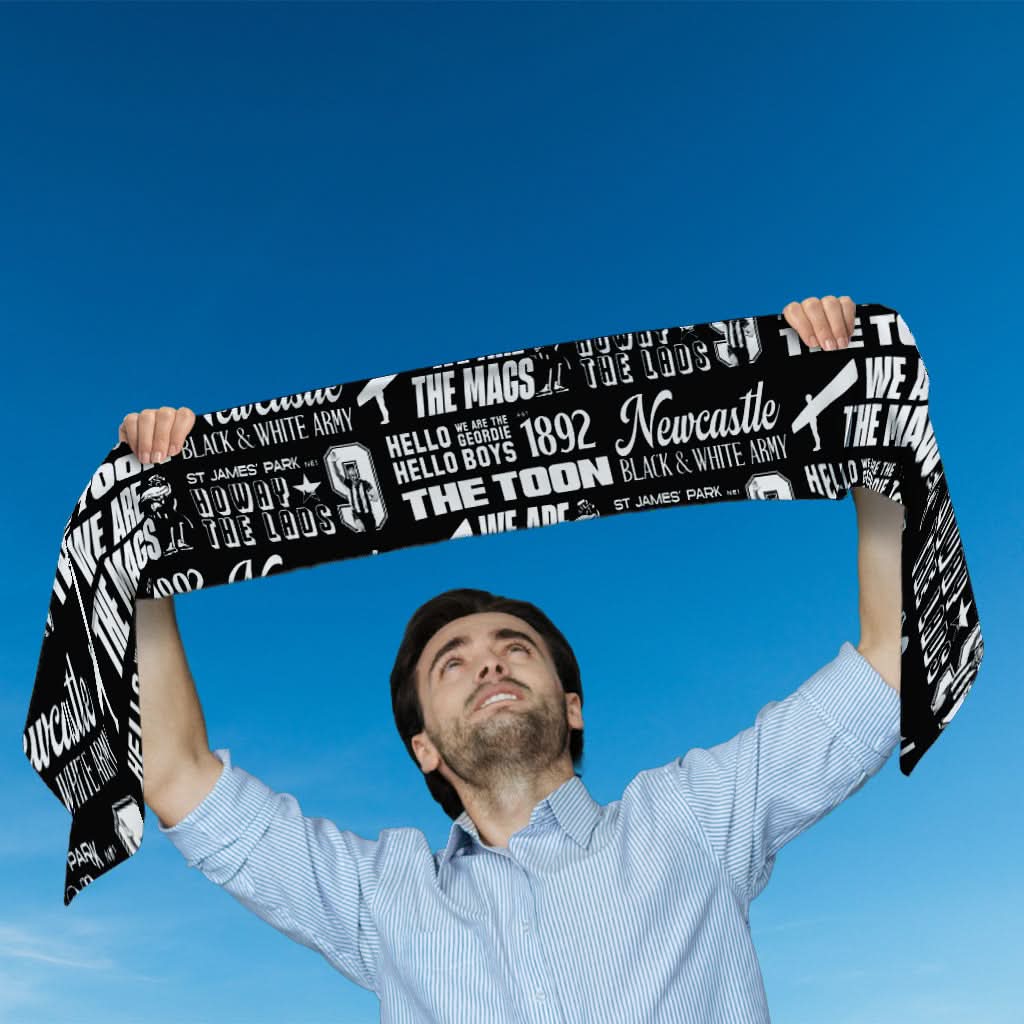 Newcastle Word Montage - Knitted eyelet football scarf