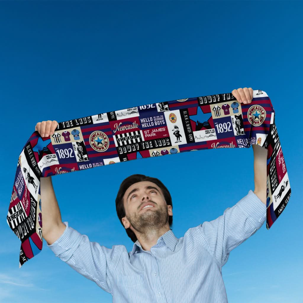 Newcastle History Montage - Knitted eyelet football scarf