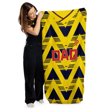 DAD - The Gooners - 1992 Away - Personalised Lightweight, Microfibre Retro Beach Towel - 150cm x 75cm