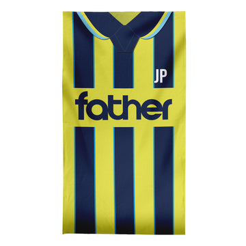 FATHER - Manchester Blue - 1998 Away - Personalised Lightweight, Microfibre Retro Beach Towel - 150cm x 75cm