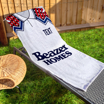 Falkirk 1992 Away Shirt - Personalised Lightweight, Microfibre Retro Beach Towel - 150cm x 75cm