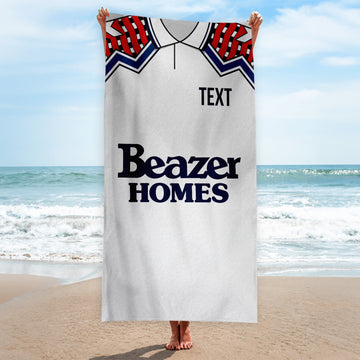 Falkirk 1992 Away Shirt - Personalised Lightweight, Microfibre Retro Beach Towel - 150cm x 75cm